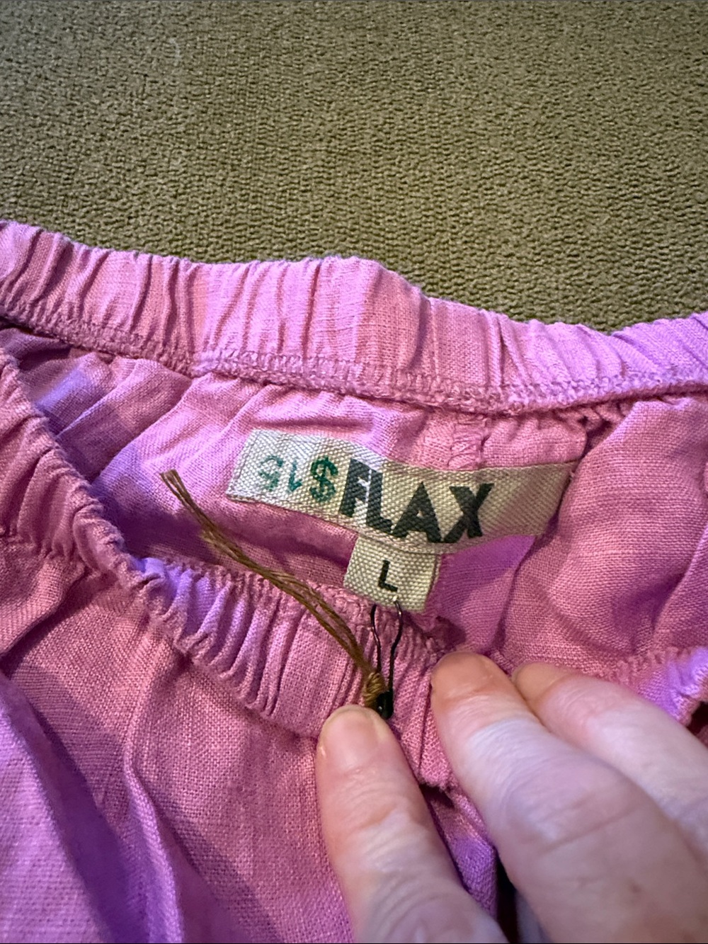 New Flax Women’s 100% Linen Wide Leg Pink pull On Pants Size Large (TD) - Picture 4 of 6